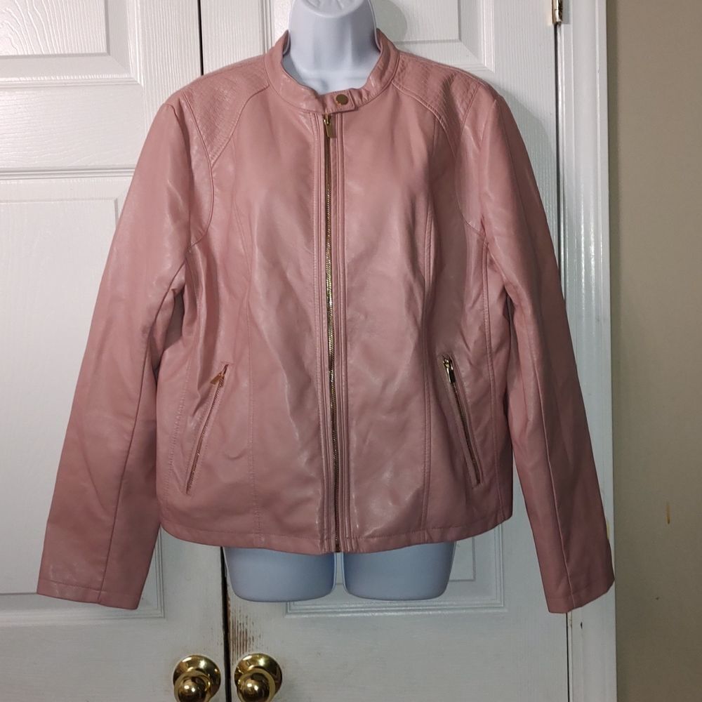 New York Blush Pink pleather  faux leather jacket   Sz XL